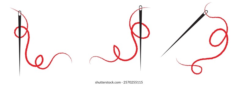 Needle and Thread silhouette icon vector illustration.Tailor logo with needle symbol.Tailor sign template,Sewing instrument design, Stylish Colorful fashion icon.