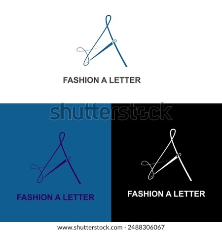 Needle and thread silhouette icon vector illustration. Tailor logo with needle symbol and curvy thread. Tailor sign template, sewing instrument design, fashion icon