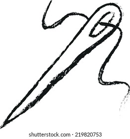 needle and thread simple doodle charcoal