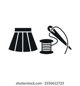 Needle thread and skirt set tailor and fashion icon vector basic design simple and modern concept graphic