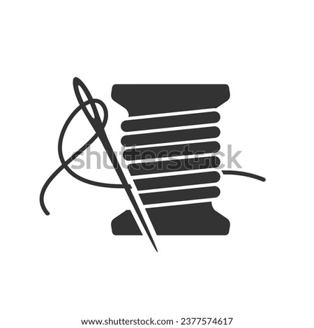 Needle with thread and spool, design for tailor sewing icon vector