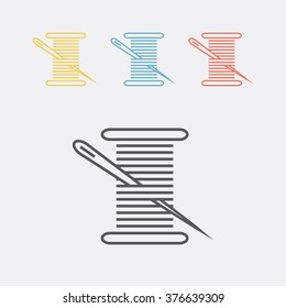 Needle and thread symbol. Line icon
