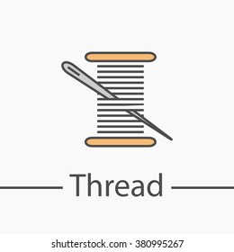 Needle and thread symbol. Line icon