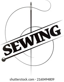 Needle and thread. Symbol for sewing salon and sewing shop