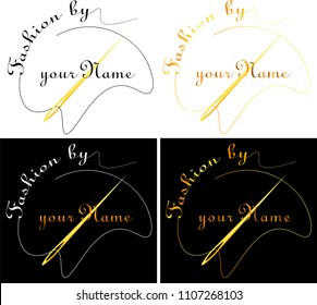 Needle with thread and with text fashion minimalistic logo
