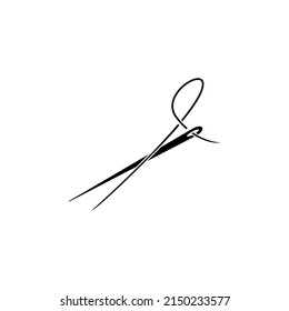 Needle and thread vector icon