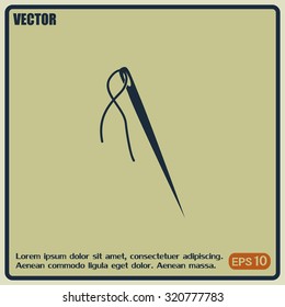 Needle and thread vector icon