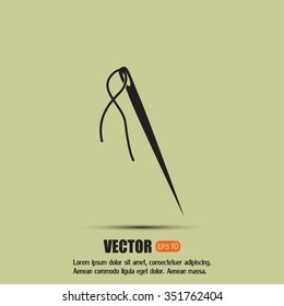 Needle and thread vector icon
