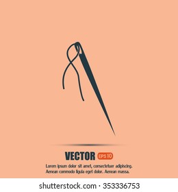 Needle and thread vector icon