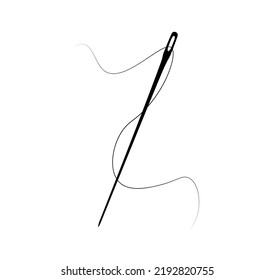 Needle and thread vector icon isolated on white background. Vector illustration
Silhouette of a sewing needle with thread.