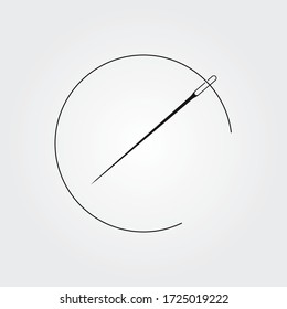 Needle with thread vector icon. Sewing concept symbol or design element