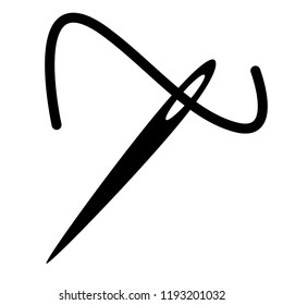 Needle and thread vector silhouette