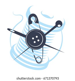 Needle and thread vector symbol for business