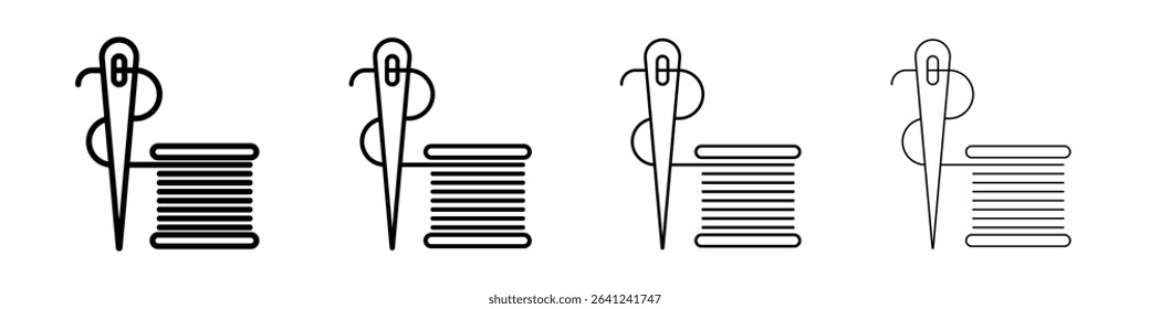 Needle, threads icon Flat thin line vector illustration art outline set