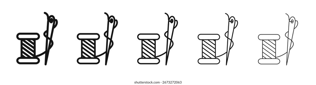 Needle, threads icon vector outline set 