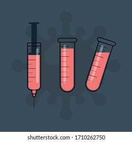 needle and tube flat illustration with corona logo