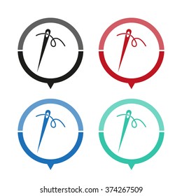 Needle - vector icon; map pointer;  message bubble