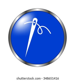 Needle - vector icon on the blue button