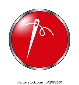 Needle - vector icon on  the red button