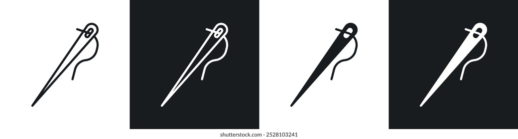 Needle vector icon set in black and white