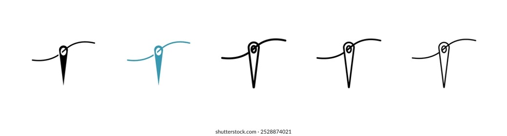 Needle vector icon set in black and blue colors.