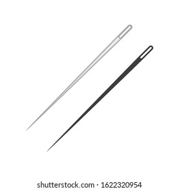 Needle vector icon. Steel sewing needle isolated on white background. Vector illustration EPS 10.