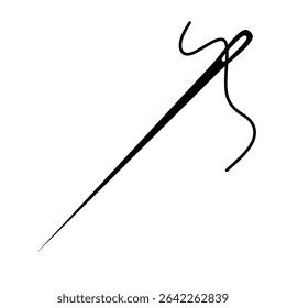 needle vector with thread on white background