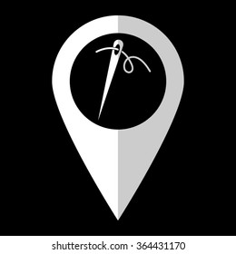 Needle - white vector icon;  map pointer