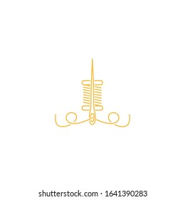 needle and yarn logo Ideas. Inspiration logo design. Template Vector Illustration. Isolated On White Background