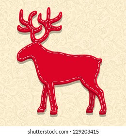 Needlecraft Reindeer, Christmas Card,  vector eps10 illustration