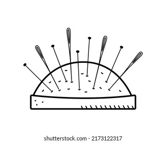 Needler, a set of needles for sewing and needlework, vector doodle illustration.