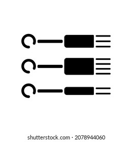 Needles black glyph icon. Special needles to inject ink into human skin. Professional tools for making tattoos. Master equipment. Silhouette symbol on white space. Vector isolated illustration