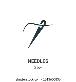 Needles glyph icon vector on white background. Flat vector needles icon symbol sign from modern sew collection for mobile concept and web apps design.