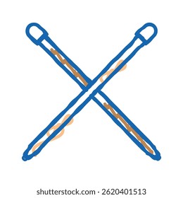 Agujas que tejen el Vector del bosquejo del icono del doodle de la lana. Agujas que tejen el signo de la lana