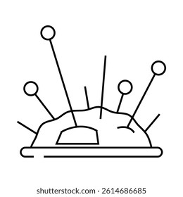 needles knitting wool line icon vector. needles knitting wool sign. isolated contour symbol black illustration