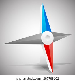 Needles, pointers of a compass. 3d vector.