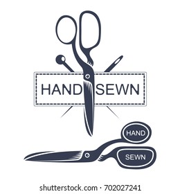 Needles and scissors silhouette for sewing and cutting