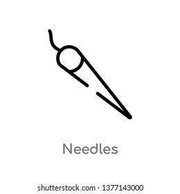 needles vector line icon. Simple element illustration. needles outline icon from sew concept. Can be used for web and mobile