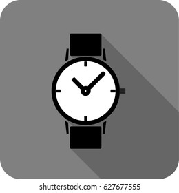 needles watch vector icon in grey background with long shadow