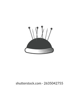 Alfinete de tecido Alfinete Almofada de agulha Almofada Costura Acessórios Suporte de agulha Ícone de vetor plano design