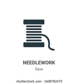 Needlework glyph icon vector on white background. Flat vector needlework icon symbol sign from modern sew collection for mobile concept and web apps design.