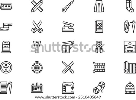 Needlework icons collection is a vector illustration with editable stroke.