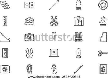 Needlework icons collection is a vector illustration with editable stroke.