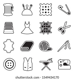Needlework Icons. Line With Fill Design. Vector Illustration.