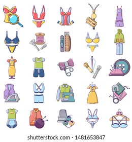 Needlework icons set. Cartoon set of 25 needlework vector icons for web isolated on white background
