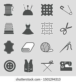 Needlework Icons. Sticker Design. Vector Illustration.