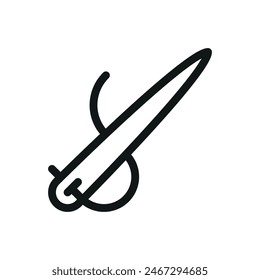 Nadelarbeit-Symbol, Nähnadel- und Gewinde-Vektorgrafik-Symbol mit editierbarem Strich