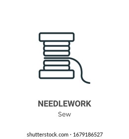 Needlework outline vector icon. Thin line black needlework icon, flat vector simple element illustration from editable sew concept isolated stroke on white background