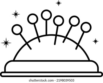 Needlework pincushion Concept, Dressmaker equipment vector line icon design, Glamour and beauty symbol, Haute couture Sign, Fashion Show and Exhibition stock illustration