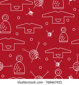 Needlework seamless pattern in red